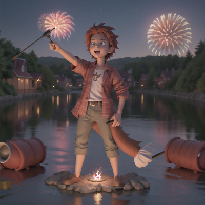 Image For Post Anime, river, fireworks, telescope, werewolf, zombie, HD, 4K, AI Generated Art