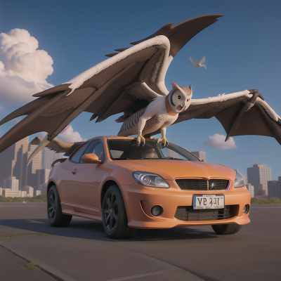 Image For Post Anime, pterodactyl, skyscraper, owl, storm, car, HD, 4K, AI Generated Art