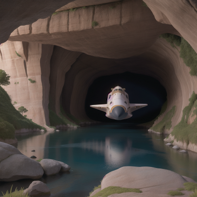 Image For Post Anime, laughter, cave, river, space shuttle, ogre, HD, 4K, AI Generated Art