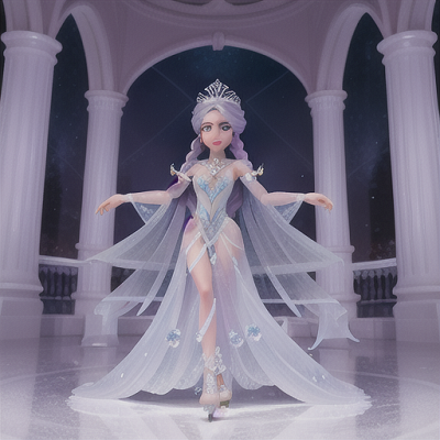 Image For Post Anime Art, Mysterious ice princess, lavender hair with intricate braids, in a glistening ice palace