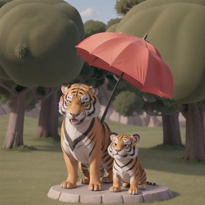 Image For Post Anime, drought, umbrella, dog, tiger, ogre, HD, 4K, AI Generated Art