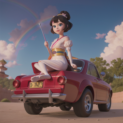 Image For Post Anime, princess, car, unicorn, rainbow, geisha, HD, 4K, AI Generated Art