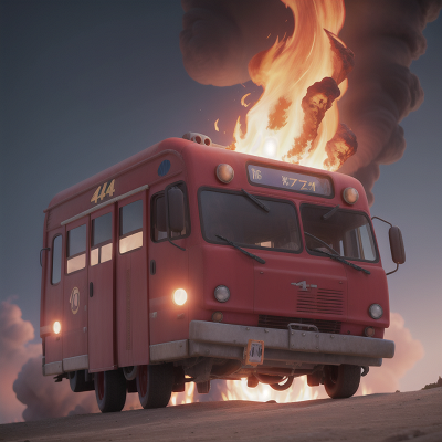 Image For Post Anime, fire, bus, hovercraft, bravery, vampire, HD, 4K, AI Generated Art