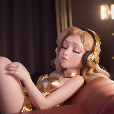 Image For Post | Anime, manga, Exhausted idol singer, honey blonde hair and stage makeup, backstage after a performance, falling asleep on a backstage couch, an adoring and concerned fan peeking in, sparkling stage attire with headphones, glitz and glam with soft lighting, a touching moment of vulnerability - [AI Art, Anime Sleeping Scenes ](https://hero.page/examples/anime-sleeping-scenes-stable-diffusion-prompt-library)
