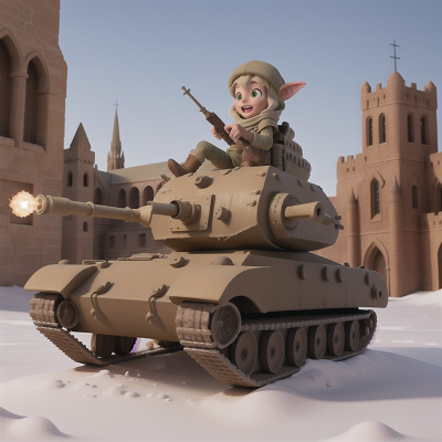 Image For Post Anime, desert, cathedral, snow, goblin, tank, HD, 4K, AI Generated Art