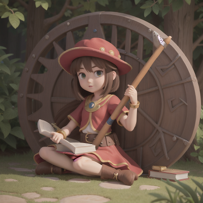 Image For Post Anime, hat, book, shield, flute, harp, HD, 4K, AI Generated Art