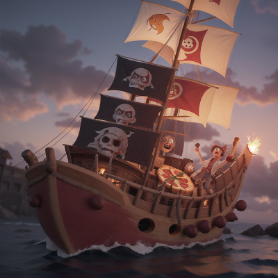Image For Post Anime, zombie, failure, pizza, pirate ship, jumping, HD, 4K, AI Generated Art