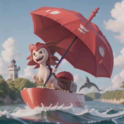 Image For Post Anime, river, wind, umbrella, shark, griffin, HD, 4K, AI Generated Art