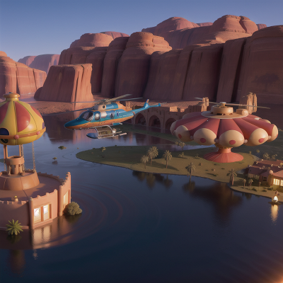 Image For Post Anime, carnival, desert oasis, telescope, helicopter, flood, HD, 4K, AI Generated Art