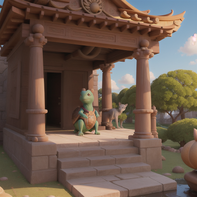 Image For Post Anime, turtle, flute, temple, kangaroo, griffin, HD, 4K, AI Generated Art