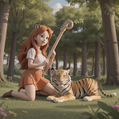 Image For Post Anime, harp, tiger, forest, teacher, farm, HD, 4K, AI Generated Art