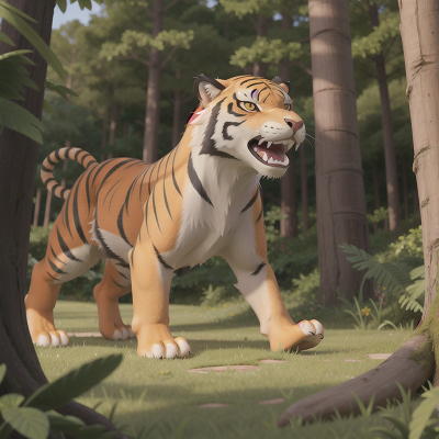 Image For Post Anime, sabertooth tiger, park, forest, airplane, king, HD, 4K, AI Generated Art