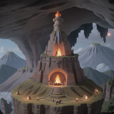 Image For Post Anime, witch's cauldron, cave, tower, rocket, volcano, HD, 4K, AI Generated Art