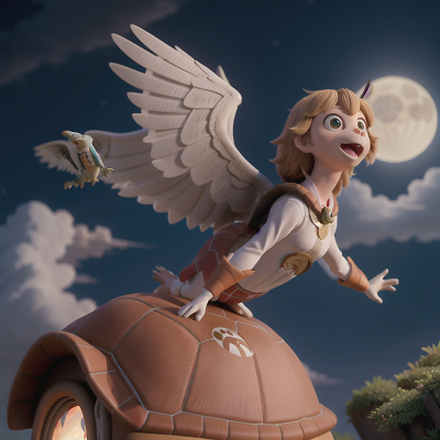 Image For Post Anime, griffin, moonlight, princess, airplane, turtle, HD, 4K, AI Generated Art
