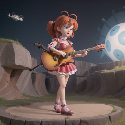 Image For Post Anime, violin, electric guitar, circus, helicopter, alien planet, HD, 4K, AI Generated Art