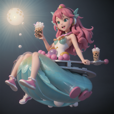 Image For Post Anime, bubble tea, mermaid, hovercraft, space station, musician, HD, 4K, AI Generated Art