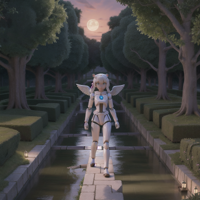 Image For Post Anime, moonlight, river, maze, angel, robot, HD, 4K, AI Generated Art