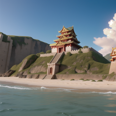 Image For Post Anime, earthquake, beach, castle, temple, car, HD, 4K, AI Generated Art