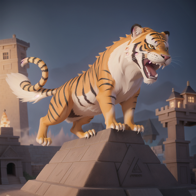 Image For Post Anime, haunted mansion, sabertooth tiger, sandstorm, pyramid, jumping, HD, 4K, AI Generated Art