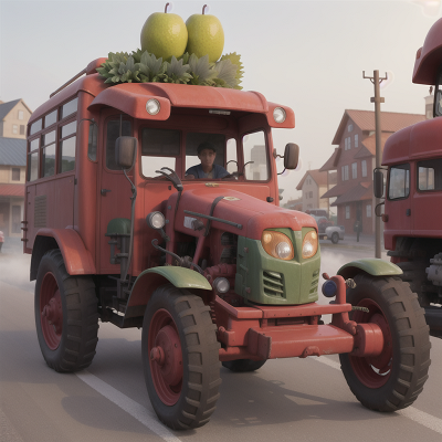 Image For Post Anime, tractor, bus, market, fruit market, fog, HD, 4K, AI Generated Art