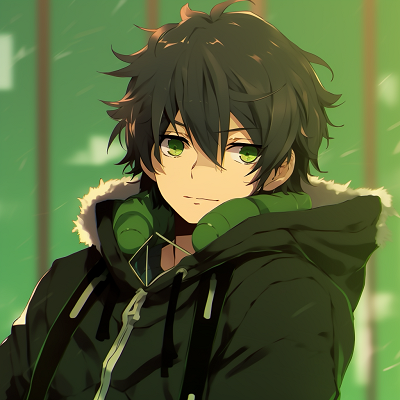Image For Post | Enigmatic anime character in varied shades of green, with an engaging detailed art style. moss green anime pfp selections - [Green Anime PFP Universe](https://hero.page/pfp/green-anime-pfp-universe)