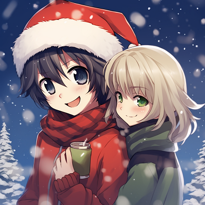 Image For Post | Anime style profile picture featuring a boy and a girl interacting, with Christmas themed clothing and background. anime christmas pfp boy girl interaction - [anime christmas pfp optimized space](https://hero.page/pfp/anime-christmas-pfp-optimized-space)
