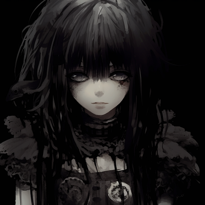 Image For Post | Gothic anime girl with blood-red lips, emphasizing the stark, vibrant colors often used in gothic anime. majestic gothic anime girl pfp - [Gothic Anime PFP Gallery](https://hero.page/pfp/gothic-anime-pfp-gallery)