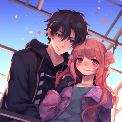 Image For Post | A moment of playfulness between the anime couple, colorful palette and lively poses. adorable couple anime pfp - [Couple Anime PFP Themes](https://hero.page/pfp/couple-anime-pfp-themes)