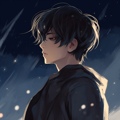 Image For Post | Angsty boy standing in the rain, muted colors with splashes of blue. aesthetic anime male pfp pfp for discord. - [Anime Male PFP Collections](https://hero.page/pfp/anime-male-pfp-collections)