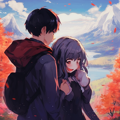Image For Post | Anime couple hiking, with detailed surroundings and vivid colors. adventurous couple anime matching pfp pfp for discord. - [Couple Anime Matching PFP Inspiration](https://hero.page/pfp/couple-anime-matching-pfp-inspiration)