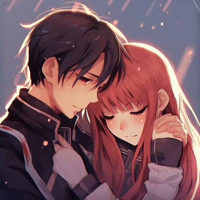 Image For Post | Asuna and Kirito in a loving stare. Emphasis on detailed hair, unique costumes, and soft color tones. couple anime for matching pfp aesthetics pfp for discord. - [Couple Anime Matching PFP Inspiration](https://hero.page/pfp/couple-anime-matching-pfp-inspiration)