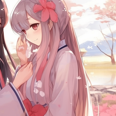 Image For Post | Two characters in traditional clothes, tranquil setting, soft colors and serene expressions. anime-themed match pfp for friends pfp for discord. - [match pfp for friends, aesthetic matching pfp ideas](https://hero.page/pfp/match-pfp-for-friends-aesthetic-matching-pfp-ideas)