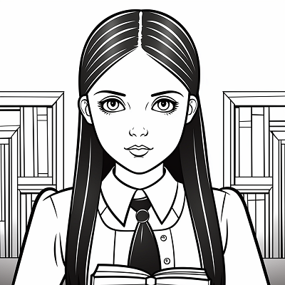 Image For Post Wednesday Addams with a Book - Wallpaper
