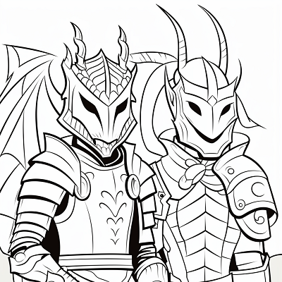 Image For Post Intrepid Knight and Amicable Dragon - Printable Coloring Page