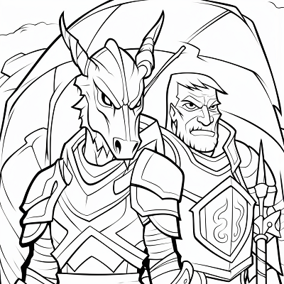 Image For Post Harmonious Play Knight and Dragon - Printable Coloring Page