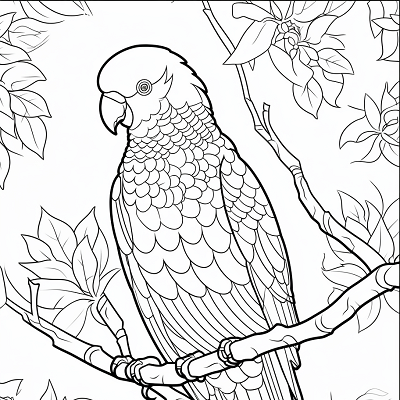 Image For Post Parrot in Tropical Settings - Printable Coloring Page
