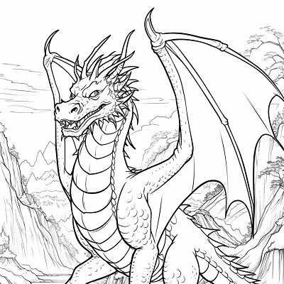 Image For Post Majestic Fairytale Dragon Design - Printable Coloring Page