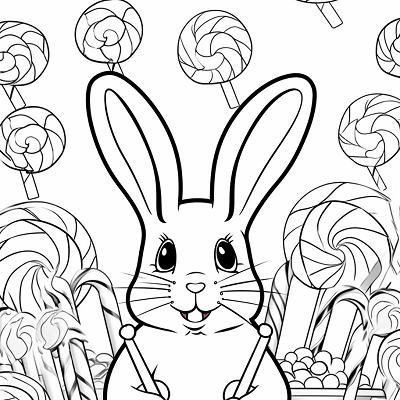 Image For Post Holiday Bunny and Sweet Treats - Printable Coloring Page