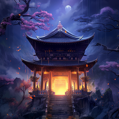 Image For Post Sacred Shrine under Evening Sky Anime Edition - Wallpaper