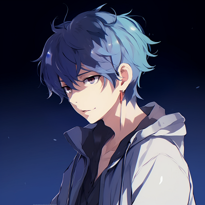 Image For Post Blue haired Boy Grin - anime boy pfp concepts