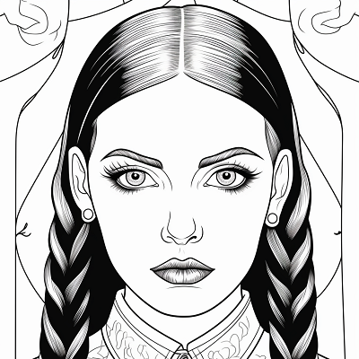 Image For Post Wednesday Addams in Shades of Gray Detailed Illustration - Wallpaper