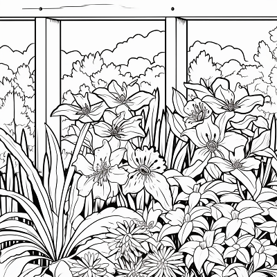 Image For Post Botanical Garden A Walk Amongst the Flowers - Printable Coloring Page