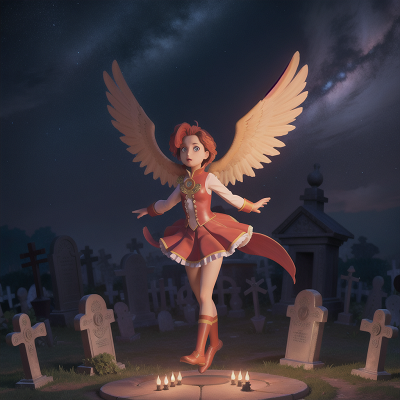 Image For Post Anime, space, phoenix, circus, haunted graveyard, flute, HD, 4K, AI Generated Art