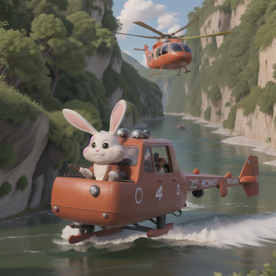 Image For Post Anime, helicopter, river, rabbit, wizard, troll, HD, 4K, AI Generated Art
