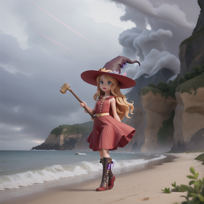 Image For Post Anime, musician, tornado, beach, witch, fog, HD, 4K, AI Generated Art
