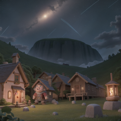 Image For Post Anime, meteor shower, village, train, dwarf, haunted graveyard, HD, 4K, AI Generated Art