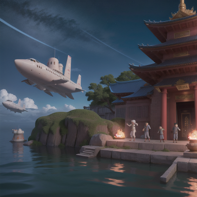 Image For Post Anime, submarine, space station, tsunami, temple, jumping, HD, 4K, AI Generated Art