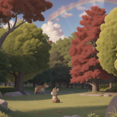 Image For Post Anime, park, trumpet, rainbow, kangaroo, forest, HD, 4K, AI Generated Art