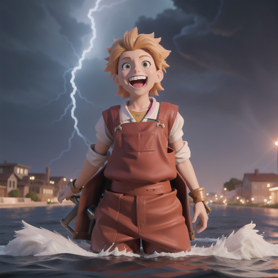 Image For Post Anime, laughter, river, king, mechanic, storm, HD, 4K, AI Generated Art