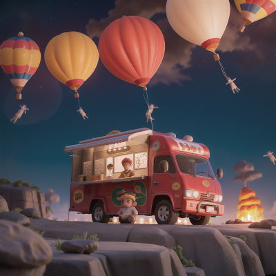 Image For Post Anime, taco truck, king, balloon, lava, space, HD, 4K, AI Generated Art